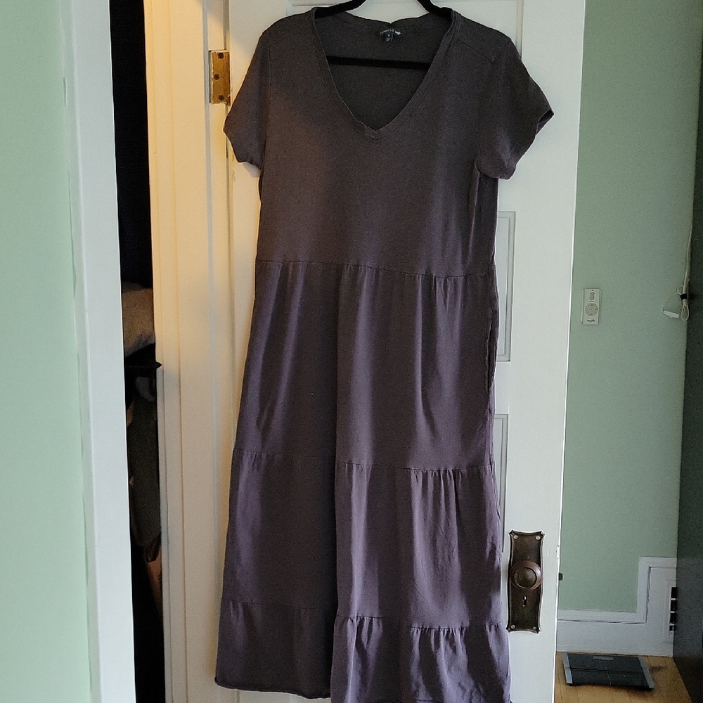 Toad & Co Marley V-Neck Tiered Midi Shirt Dress - M